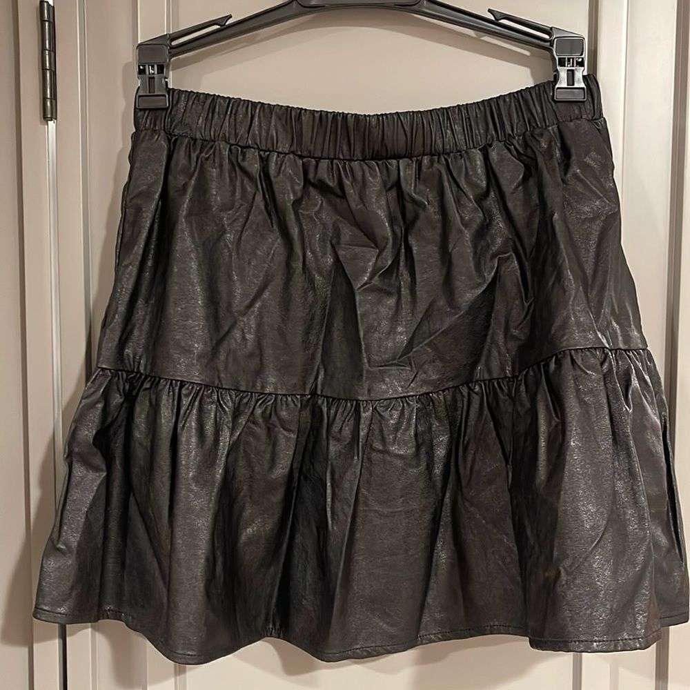 Black Flare Leather Skirt Size Small